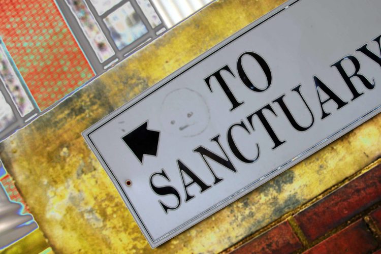 Sign to Sanctuary at Catholic Church